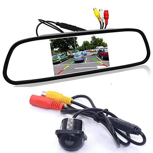 GOFORJUMP Cámara de Respaldo para el automóvil con Sistema de cámara de estacionamiento de la cámara de estacionamiento de cámara de Marcha atrás del Monitor retrovisor TFT LCD de 4.3 "