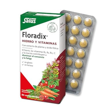 Salus - Floradix Suplemento de Hierro - 84 Comprimidos - Reduce el Cansancio y la Fatiga - Contiene Hierro Orgánico, Ácido Fólico y Vitaminas B1, B2, B5, B12 y C - Combate la Anemia