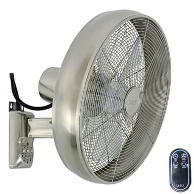 LUCCI AIR Ventilador de pared Breeze con mando a distancia, ventilador de pared con función giratoria automática, diámetro de 46 cm, acero