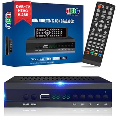 FIYAPOO TDT HD HDMI,Decodificador TDT HD para TV, DVB-T2 H265 HEVC FTA, PVR, USB, HDMI, MPEG-2/4，Decodificador Digital SCART TV，Sintonizador de TV Digital Terrestre Full HD 1080p（Español 2024 Nuevo）