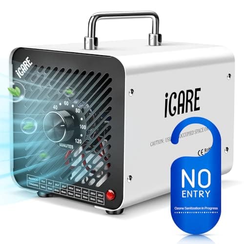 Generador de Ozono Hogar 30000mg/h, Profesional Máquina de Ozono, Desinfectador de Ozono Purificador de Aire con Temporizador, Dispositivo de Ozono O3 Portátil para Garajes, Hogar, Coche Blanco