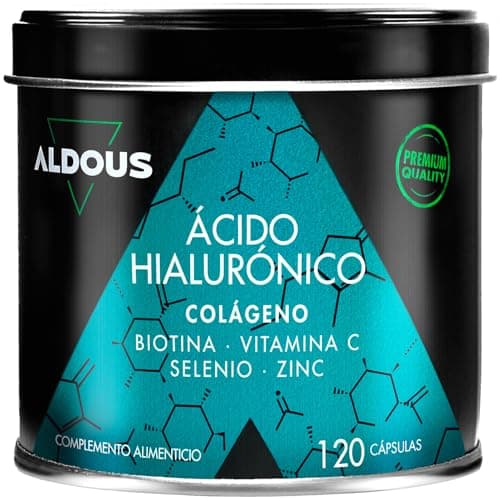 Colágeno + Ácido hialurónico 220 mg - 120 cápsulas - Con Vitamina C + Biotina + Zinc + Selenio - Vitaminas para cabello piel y uñas - 1000 mg de Colágeno para las Articulaciones, Músculos y Huesos