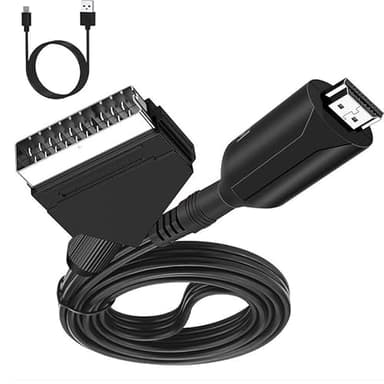 Pkouocry Cable Adaptador SCART a HDMI, convertidor Todo en uno - Convertidor de Audio de vídeo SCART a 1080p/720p HDMI para HDTV STB VHS Xb0x PS3 Sky DVD BLU-Ray, etc