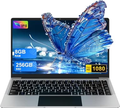 Ordenador portátil 14 Pulgadas N4020 hasta 2,8 GHz Portátil 8GB LPDDR4 RAM 256GB SSD Soporte 1TB SSD Expansión portatil 2.4G+5G WiFi BT4.2 USB, WiFi, Mini-HDMI, 1920*1080 IPS HD Pantalla-Plata