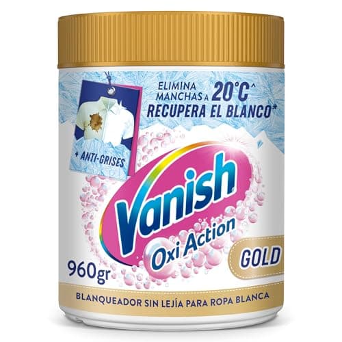 Vanish Oxi Action Multipoder Quitamanchas Multibeneficio, Blanqueador y Potenciador de Lavado, para Ropa Blanca, en Polvo, sin Lejía, 800 gr