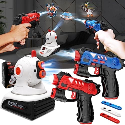 VATOS Set con Proyector, 2 Jugadores - Infrarrojos Mini Laser Tag, Pistolas para Niños 3+ - Juego Familiar Interior/Exterior, Actividad Divertida con Juguetes