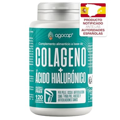 Colageno Hidrolizado Puro, Collagen Capsules 120 - Colágeno + Ácido hialurónico enriquecido con Coenzyme q10, dois alta. Grabado en España, Agocap (Suministro para 2 meses)