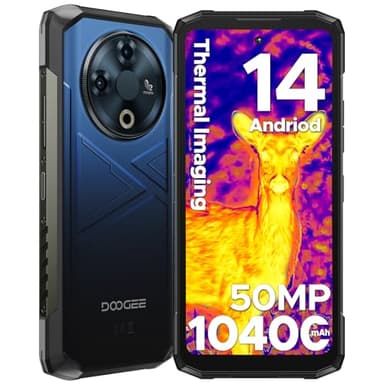 DOOGEE Fire 6 2025 Telefono Movil Resistente Imagen Térmica,10400mAh Batería 16GB+256GB(TF 2TB) Smartphone 6.56 Pulgadas Cámara 50MP Movil Todoterreno Android 14 /IP68IP69K/OTG/Face ID/Huella/DRM L1