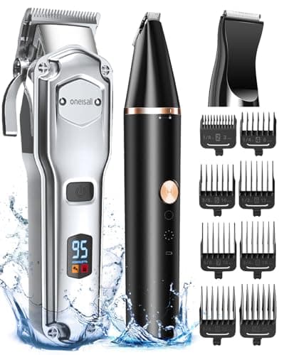 oneisall Kit de Premium 2 en 1 Maquina Cortar Pelo Perros, IPX7 impermeable Maquina de Cortar Pelo para Perros y Cortapelos para Patas de Perros