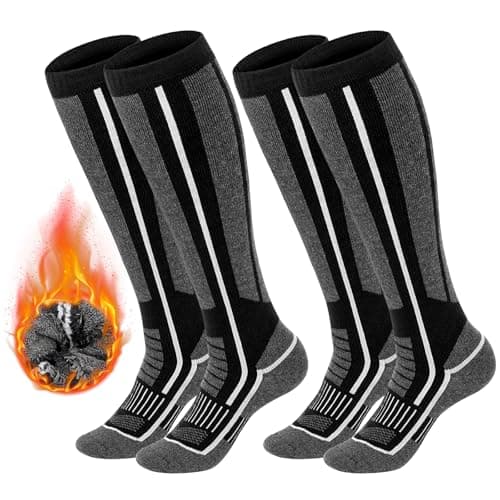 NEWIROVE 2 Pares Calcetines Termicos Hombre Mujer Calcetines de Esquí Invierno Altos Calcetines Termicos Frio Extremo Calcetin Lana Merino Ski Socks Para Esquiar, Snowboard Y Viaje. EU 39-42