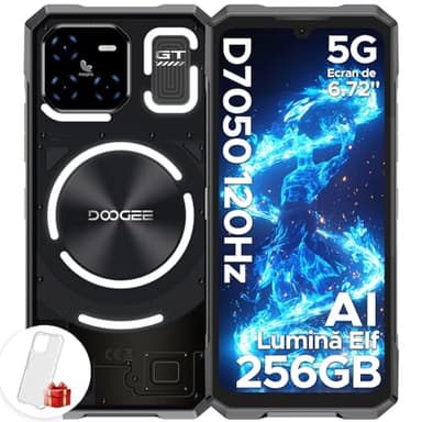 DOOGEE Blade GT Movil Irrompible 5G, 32GB RAM+256GB ROM(2TB) DDR5, 6.72”FHD+120Hz Teléfono Movil Todoterreno Android 14 5500mAh 48MP AI Cámara Smartphone Dimensity 7050 6nm WIFI6/NFC/Efecto de luz LED