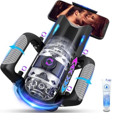 Masturbador Masculino Juguetes Sexuales para Hombres - Masturbador Hombre Automatico Sex Toys con Soporte para Teléfono y Asa Plegable,Distancia de Empuje de 12 cm Huevo Masturbádores Masculino Vagina