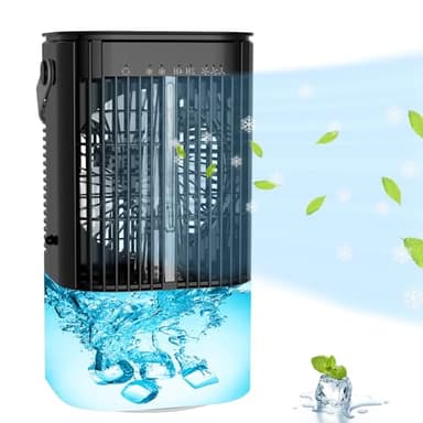 Aire acondicionado móvil, mini enfriador de aire, enfriador evaporativo, mini ventilador rotativo de aire acondicionado, humidificador, enfriador de aire pequeño para el hogar y la oficina.