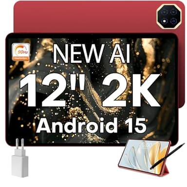 TECLAST T60AI Tablet Android 15 | IPS 2K 90Hz | Tablet 12 Pulgadas 16GB RAM+128GB ROM(TF 4TB) | Octa-Core 2.0GHz+8000mAh | WiFi 6 + BT5.4 | IA Inteligente | 5MP+13MP | Lápiz y Funda | Modo PC | GMS