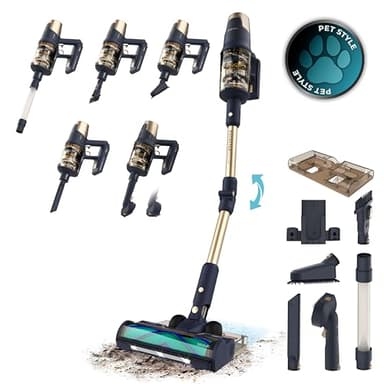 Cecotec Aspiradora Escoba sin Cable Conga Rockstar 10500 Solar AquaPet Flex. 780W, Máxima Potencia Succión 300AW, 100Mins Autonomía, Cepillo Hairless Antienredos, Tubo Flexible y Kit de Accesorios