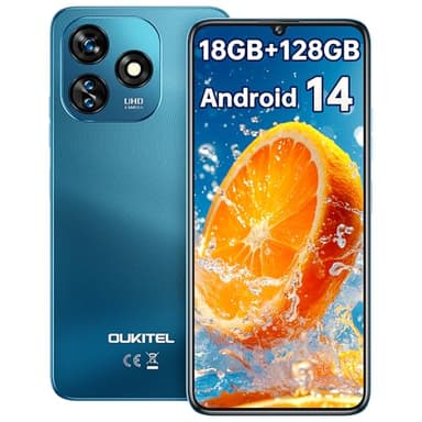 OUKITEL C51 Telefonos Moviles Libres - 18GB RAM + 128GB ROM/SD 1TB, 6.8" Pantalla HD+ 90Hz Telefono Movil, Batería 5150mAh, Cámara 13MP Android 13 Smartphone, 4G Dual SIM, Face ID/Fingerprint, Azul