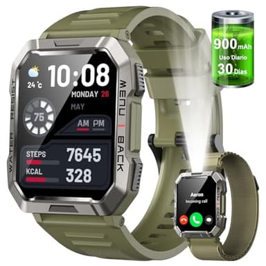 Baolubao Reloj Inteligente Hombre, 2.01" Smartwatch Hombre con Llamadas Bluetooth, Reloj Inteligente con Linterna y Brújula/SpO2/Monitor de Sueño, Pulsera Actividad Impermeable IP68 para iOS Android