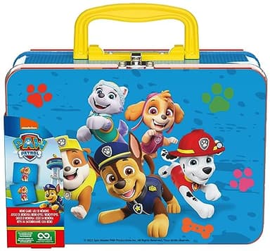 Spin Master Games, JUEGOS DE MESA, PATRULLA CANINA MEMORY Juego de Memoria MEMO de 72 Cartas Divertido con Maletín de Transporte Metálico, 2-6 Jugadores Juegos de Mesa Niños 3 años +
