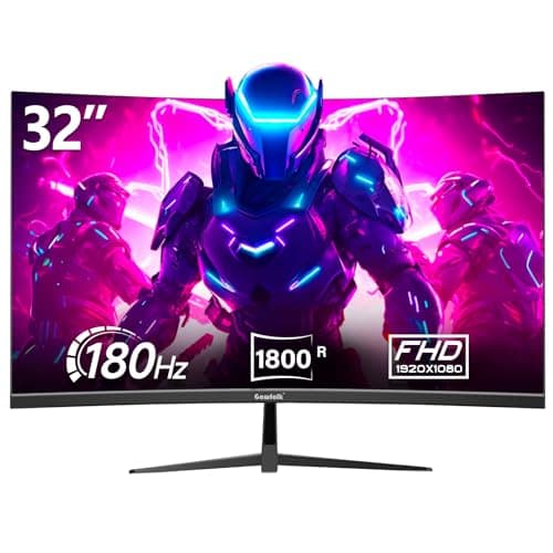 Gawfolk 32 Zoll Curved Gaming Monitor 180HZ / 165Hz / 144hz PC Bildschirm Full HD 1080P, Rahmenloses 1800R Gebogenes Computerbildschirm mit FreeSync und Eye Care Technologie, unterstützt VESA
