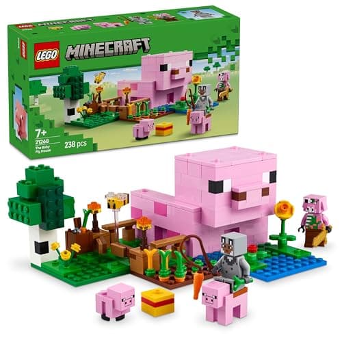 LEGO Minecraft La Casa-Cerdo Bebé, Regalo de Semana Santa y Pascua, Granja con Animales de Juguete para Niños y Niñas de 7+ Años, Bioma Bosque y Personajes del Videojuego para el Juego de rol 21268