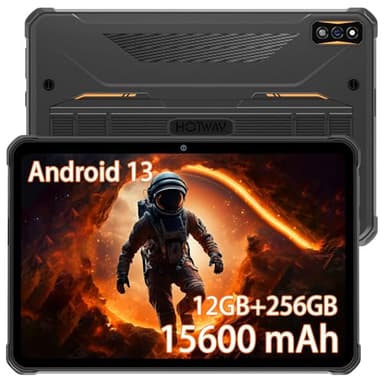 HOTWAV R7 Tablet rugerizada, 12+256GB 2TB Ampliable Batería 15600mAh 16MP+16MP Cámara 10.1''HD+ Tablet Resistente 4G LTE Rugged Tablets Android 13 Tablets PC Robusta 2.4+5G WiFi/OTG/GPS/Face ID