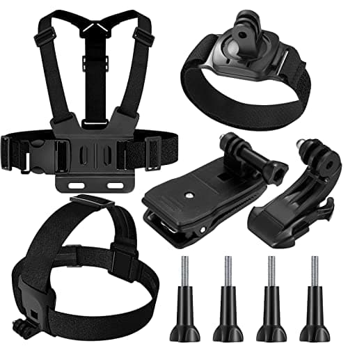 Compatible con Gopro Kit 9 en 1 Accesorios Camara Deportiva, Arnes Pecho para Gopro, Correa de Cabeza, Muñequera para Gopro, Mochila Clip, Compatible con Gopro Hero 9 8 7 6 5, Insta360