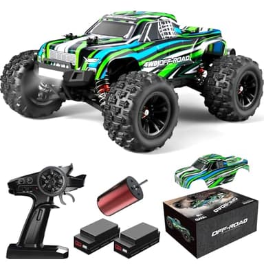 YONCHER YC380 Pro Coche Teledirigido Adulto,1/16 Brushless Motor 62+Km/h 4WD Offroad Coche RC Truck,4x4 Crawler Camiones con 2 Baterías para Niños