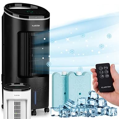Klarstein Aire Acondicionado Portatil Frio, Easy to install 65 W, 4 en 1 Silencioso, Climatizador Modo Noche, Humidificador, Ventilador, Depósito Agua 7 l., Aparatos Aire Acondicionado 330 m³ / h