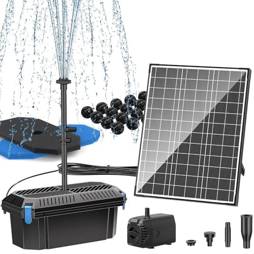 Biling Juego completo de filtros solares para estanques con bomba de 20 W, 875 l/h, bomba solar para estanques y cascadas de hasta 1200 l, fuente solar para exterior, piscina y jardín
