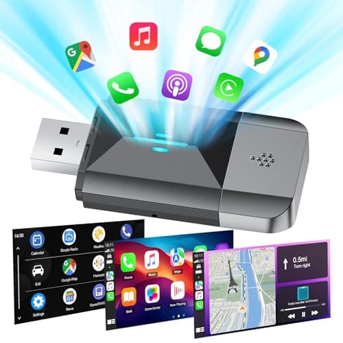 LAMTTO Carplay inalambrico y Android Auto,Carplay Adaptador 2 EN 1 Convierte cableado a inalámbrico Plug & Play, 2.4 + 5,8GHz WiFi Conexión Estable,Soporta OTA,Type-C/USB,iOS 10+ & Android 11+