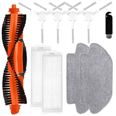 liveryde Accesorios Repuestos compatibles para Xiaomi Robot Vacuum Mop 2S / Mop P/Mop Pro / S12 / T12 B106GL, 1 Cepillo Central, 4 cepillos Giratorio, 2 filtros hepa, 2 paños de fregado