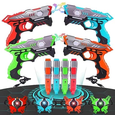 Vatos Pistola Laser Recargable - 4 Pistolas y 4 Chalecos Laser Infrarrojos, Juego Lazer Tag para Adultos, 4 Pistolas Laser para Niños y Niñas de 6 a 12 AÑOS.