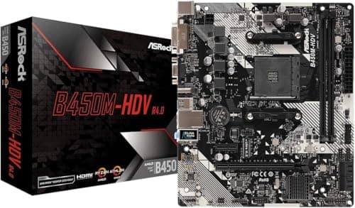 Asrock B450M-HDV R4.0 - Placa Base (AMD, Zócalo AM4, AMD Ryzen, DDR4-SDRAM, DIMM, 2133,2400,2667,2933,3200 MHz)