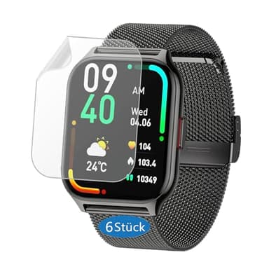 Frgnie Protector de pantalla compatible con reloj inteligente ZOSKVEE P95 de 2 pulgadas (6 unidades) HD TPU Protector de pantalla compatible con reloj de fitness Popglory 2.01"