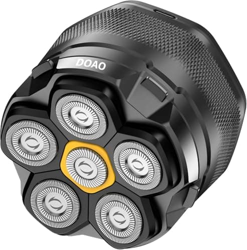 DOAO Afeitadora Cabeza Hombre, Afeitadoras Impermeables Actualizadas 2024 para Hombres Calvos, Afeitadora Eléctrica con Cabeza Magnético de 6D, Afeitado en Seco y Húmedo, Puerto USB-C (A6)