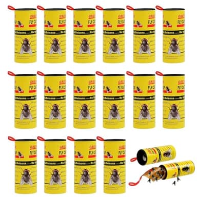 Trampa Moscas, Rollo Atrapa-Moscas,Atrapa Moscas Interior,Papel Atrapa Moscas,Cinta Atrapa Moscas,Tiras Atrapamoscas,Atrapa Moscas Adhesivo,Tiras Atrapa Moscas,para Interiores y Exteriores 16 PCS