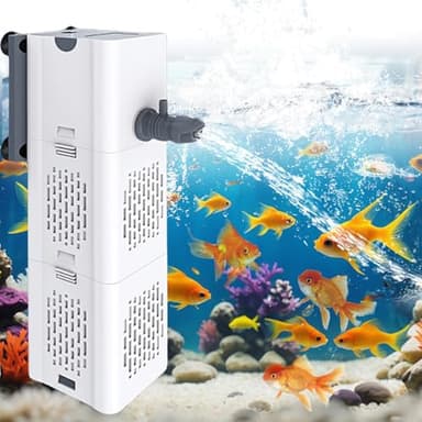 Asfrode Filtro para acuario, 6 W, 500 l/h, bomba de acuario, filtro de esponja silenciosa, filtro interior, bomba de filtro con 2 salidas de agua para tanque de tortuga de pescado de 20-500 l