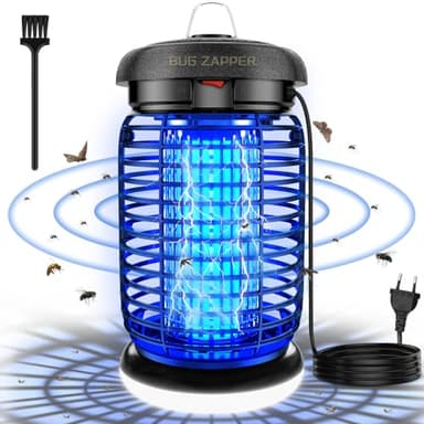 seenlast Lámpara Antimosquitos Electrico, Mata Mosquitos Electrico 4200V 15W UV Lampara Mosquitos, Atrapa Mosquitos con LED,IPX4 Impermeable,Area Efectiva 80-140m² para Interior y Exterior
