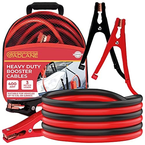 GADLANE Cables de Arranque 3m 400amp Codificado por Colores Pinzas Bateria Coche para Camioneta de Coche Diésel Gasolina