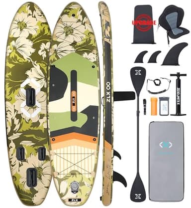 ZLX 350 CM Tabla de Paddle Inflable para Todos los Niveles, Adultos y jóvenes.Diseño Amplio para Estabilidad, Cubierta Antideslizante,Remo Ajustable,Correa de Seguridad y Bolsa de Transporte inclus