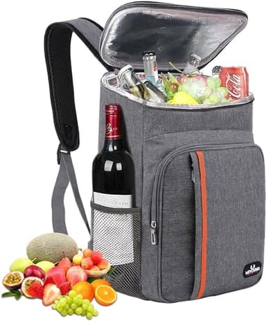 HEQUN Mochila Nevera Isotermica, Gran Capacidad, Bolsa Térmica, Impermeable Portatil para Familiares, Playa, Picnic, Camping, Barbacoa, Senderismo (Gris)