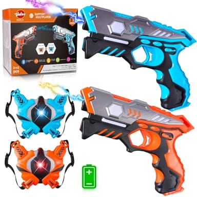 VATOS Juego de Pistola de láser infrarrojo con Chalecos - 2 pc para niños y Juego de Interior al Aire Libre,Actividad en Grupo Juguete Divertido Laser Tag Blaster Regalo para niños Niñas Edades 6+