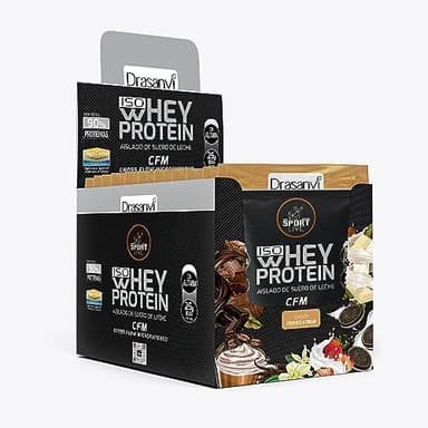 SPORT LIVE 12 Monodosis Whey protein isolate | Aislado de proteína en polvo | Proteinas whey isolada de suero de leche | Proteinas aumenta tu masa muscular | Cookies & Cream | 30G|Drasanvi