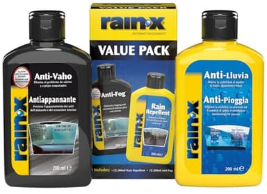 Rain-X Pack Tratamiento Antilluvia Parabrisas y Antivaho Coche Interior Parabrisas y Ventanas, Apto para Cristales Baño, 200 ml