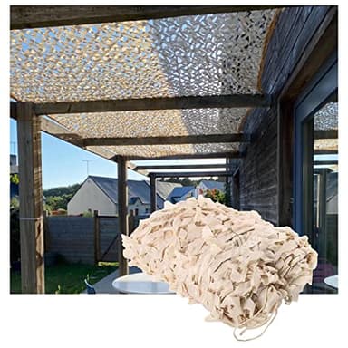Da0pxer Red De Camuflaje,Malla Militar 1,5/2/3/4/6m,Red De Sombra De Camuflaje Protección Solar Al Aire Libre,para Caza,Patio,decoración De Fiestas,Red De Camuflaje Reforzada Beige,3x4m(9.8 * 13ft)