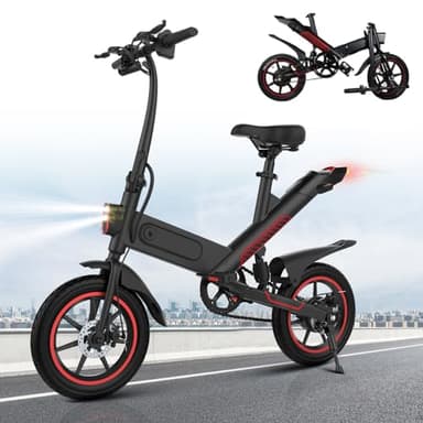 SHIZHUNIAO 14'' Bicicleta Electrica Plegable, Bici Electrica con Batería Extraíble de 36V 10.4Ah/6Ah, Welocidad Máxima 25 km/h Bici Electrica, Alcance hasta 30-45 km, Ebike Hombres Mujeres
