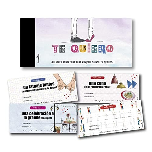 Happymots Talonario 20 Vales Románticos | Te quiero | Vales Regalo Pareja | Regalos Originales para Mujer | Regalos Originales para Hombre | Regalos Navidad | Regala Momentos, no cosas.