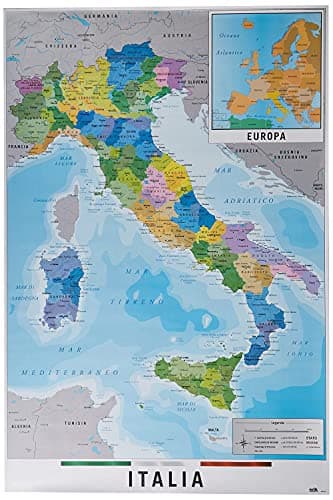 Grupo Erik - Póster Mapa Italia Fisico Politico, 61x91,5 cm