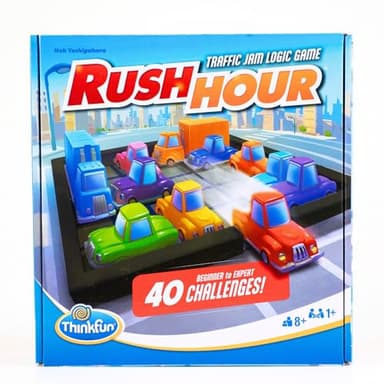 ThinkFun - Rush Hour Juego de Mesa Niños 8 Años, Rompecabezas Niños, Juego de Mesa 8 años o más, Juegos de Mesa Infantiles, Juego de Lógica, 40 Desafios, Nueva Edición