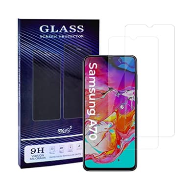 UNO' [2 Unidades] Protector Pantalla Samsung Galaxy A70, Cristal Templado 9H Ultra Resistente con Definición HD, Antiarañazos, Anti-huella dactilar, y Fácil Instalación.